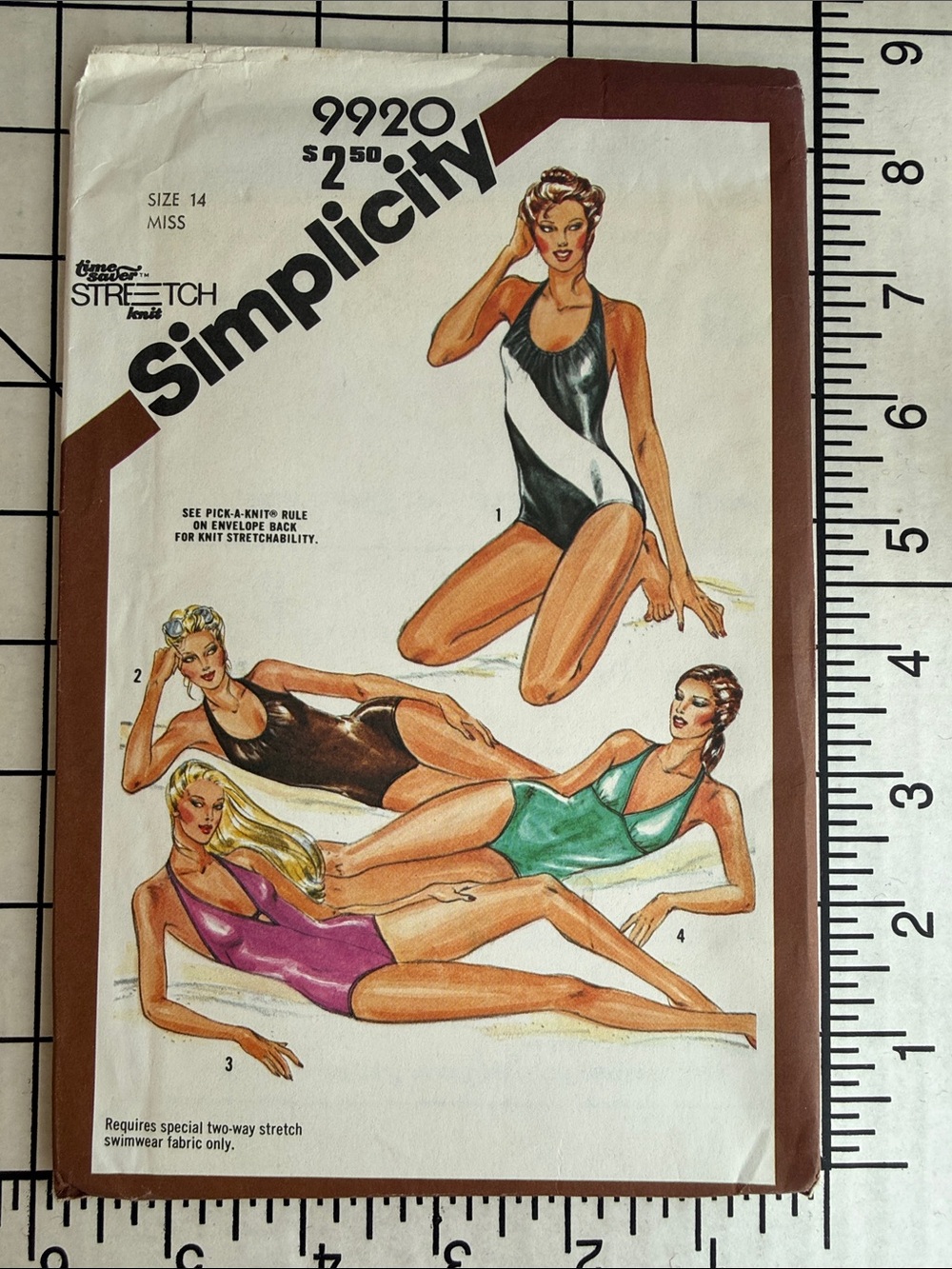 Vintage 1981 Simplicity 9920 Misses Swimsuit Sewing Pattern Size 14 UNCUT